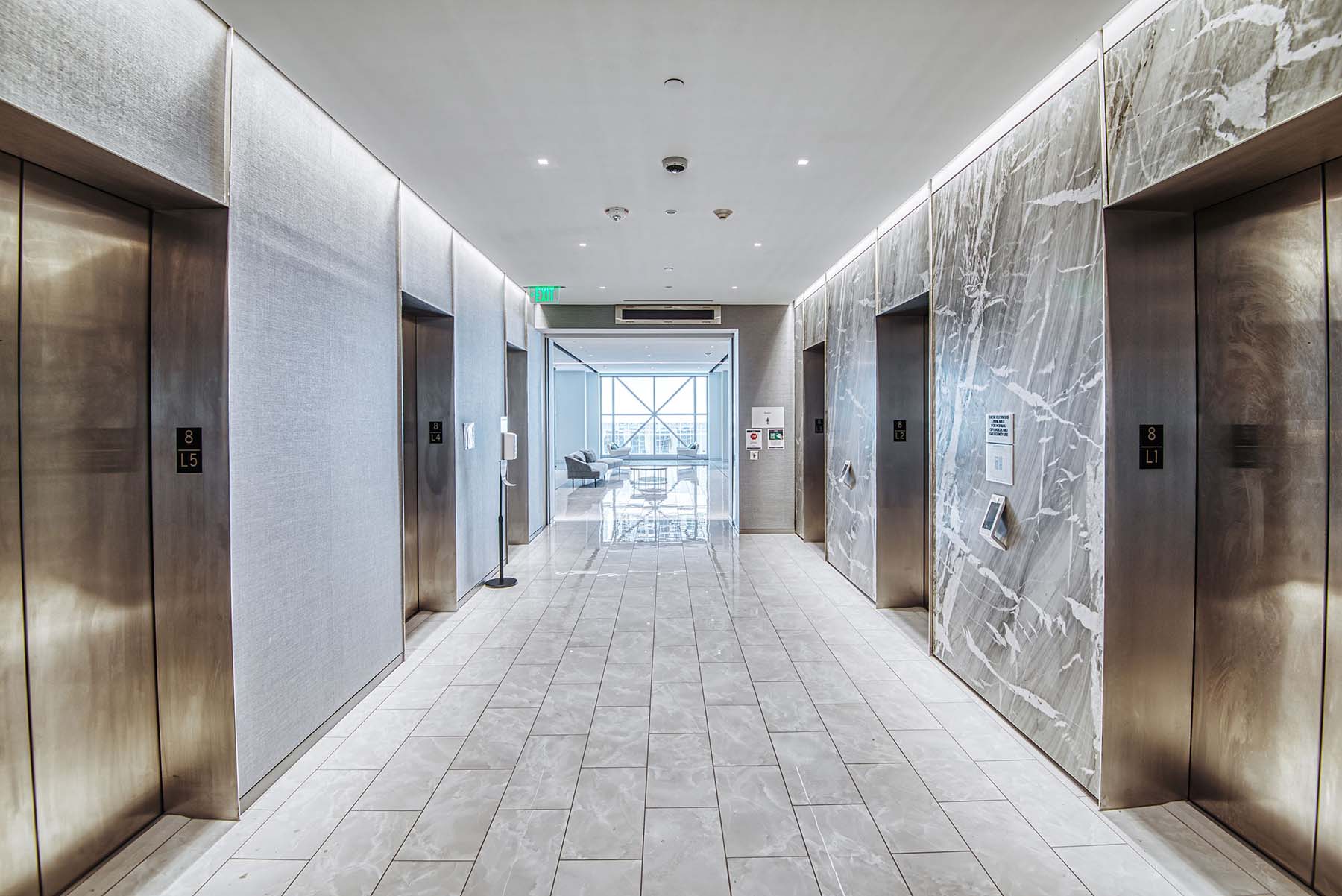 Cove lighting in an office hallway