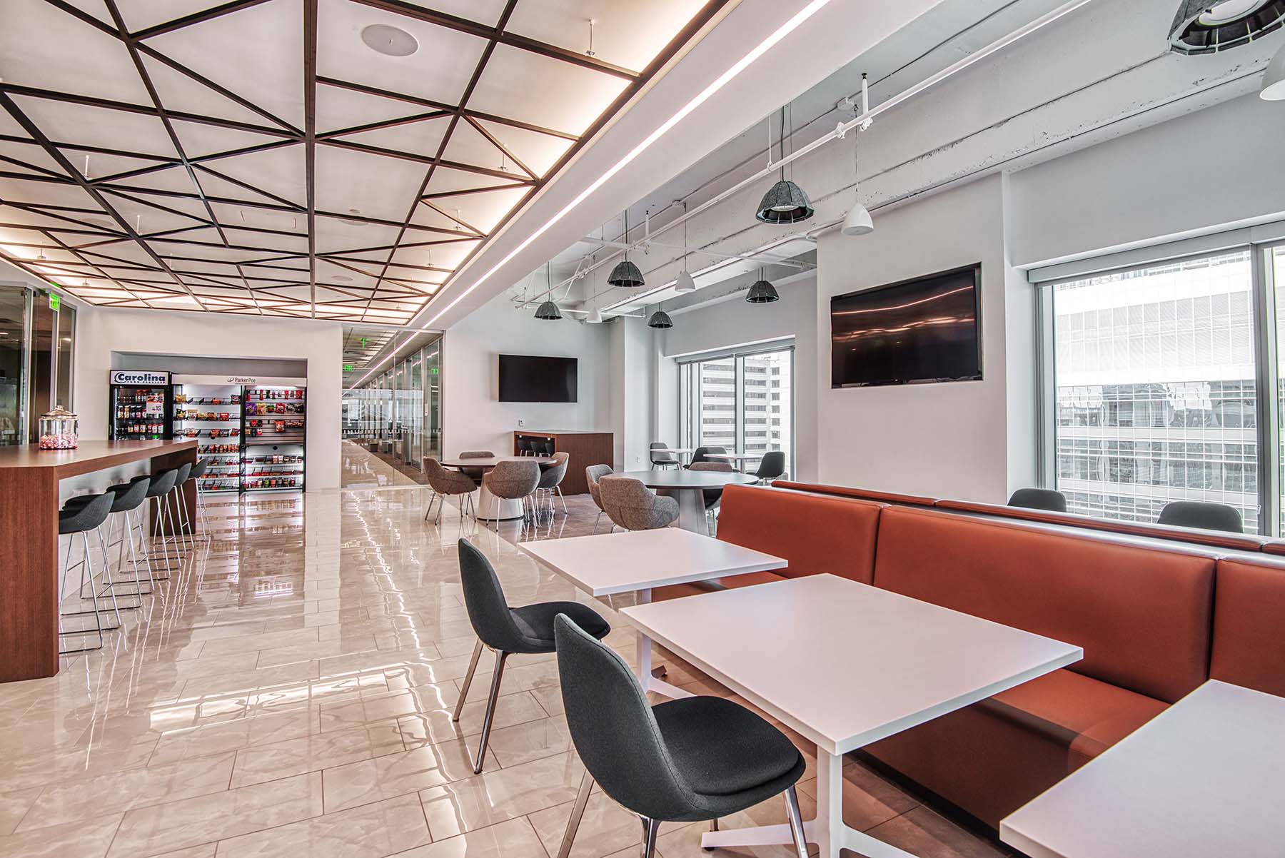 Cove lighting in an office break room