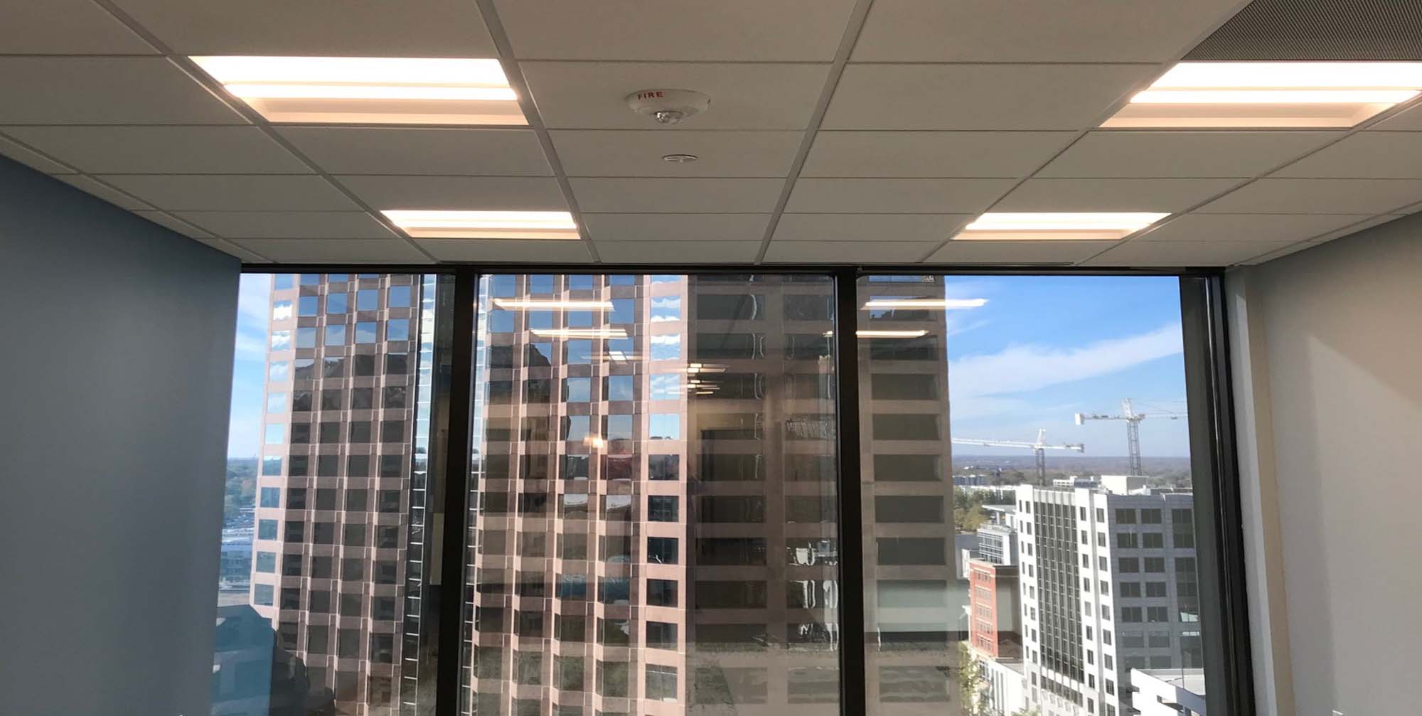 Recessed troffers near a window
